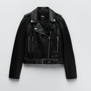oversized zara leather jacket
